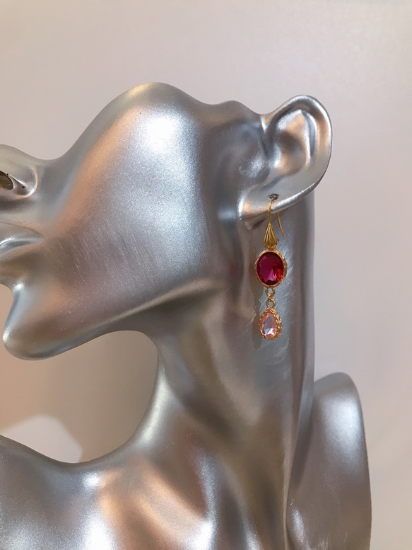 babypinkdrop princess pierced earrings(K18GF) rubyred 16枚目の画像