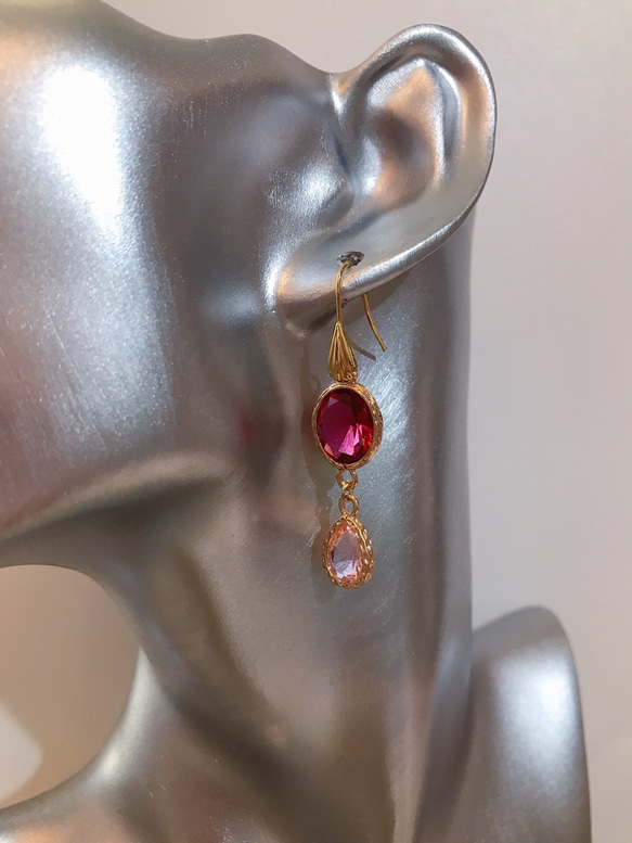 babypinkdrop princess pierced earrings(K18GF) rubyred 6枚目の画像