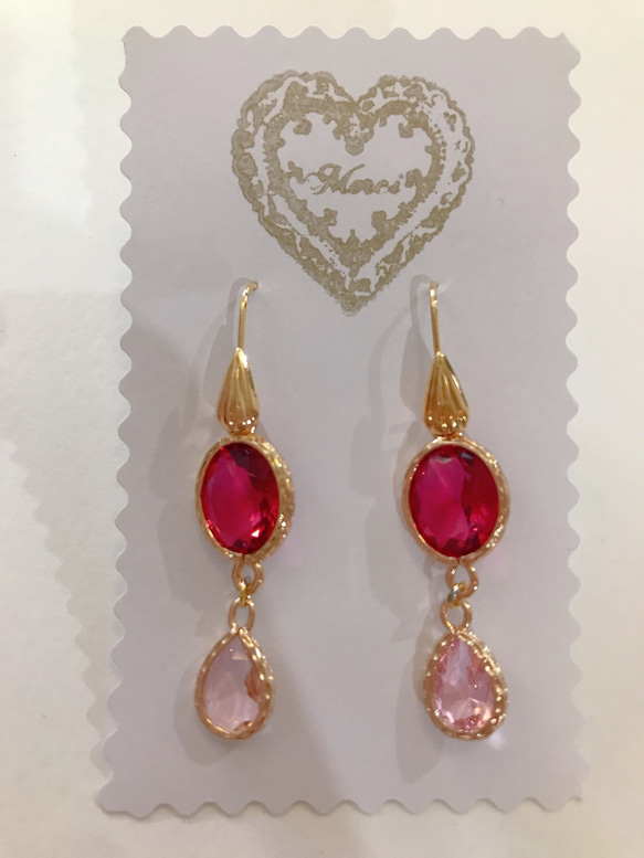 babypinkdrop princess pierced earrings(K18GF) rubyred 7枚目の画像