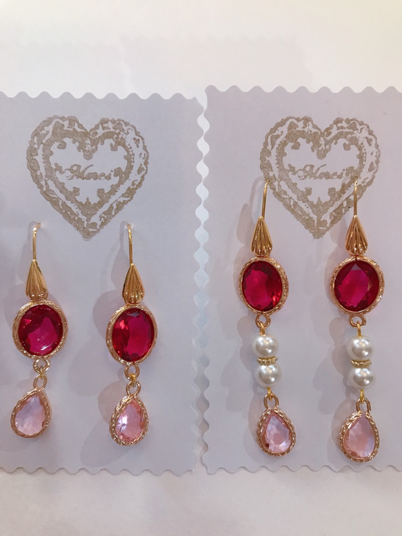 babypinkdrop princess pierced earrings(K18GF) rubyred 14枚目の画像