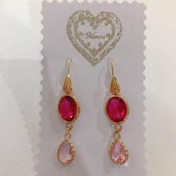 babypinkdrop princess pierced earrings(K18GF) rubyred 12枚目の画像