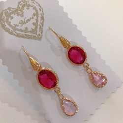 babypinkdrop princess pierced earrings(K18GF) rubyred 2枚目の画像