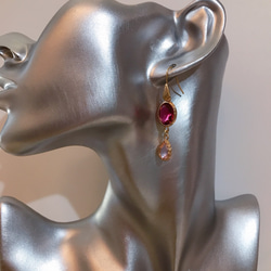 babypinkdrop princess pierced earrings(K18GF) rubyred 5枚目の画像