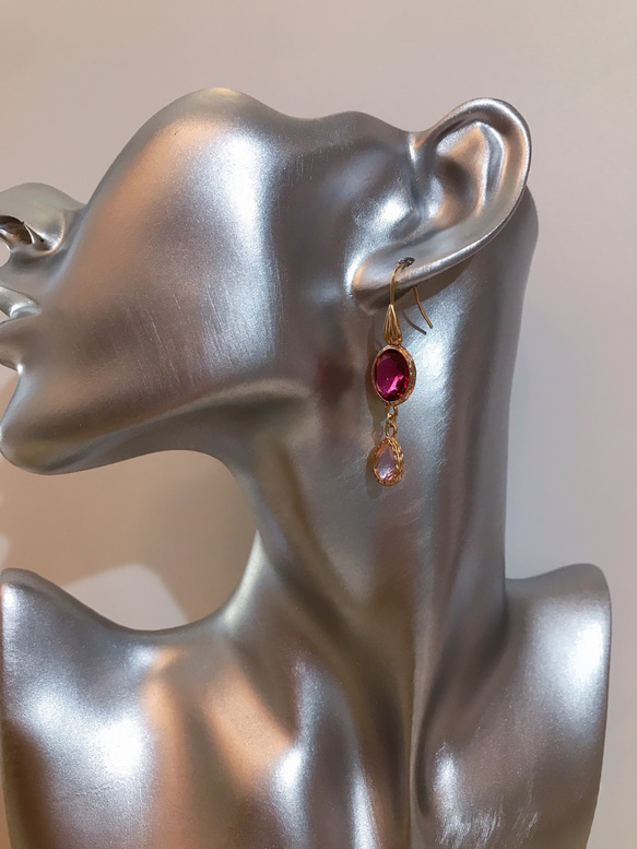 babypinkdrop princess pierced earrings(K18GF) rubyred 5枚目の画像