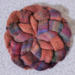 網代編みのニットベレー〈ブルーグリーン系MIX〉すっきり ニット帽