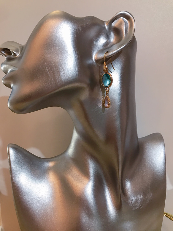 babypinkdrop princess pierced earrings(K18GF) skyblue 6枚目の画像