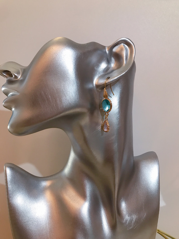 babypinkdrop princess pierced earrings(K18GF) skyblue 5枚目の画像