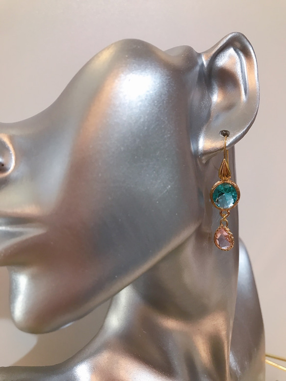 babypinkdrop princess pierced earrings(K18GF) skyblue 8枚目の画像