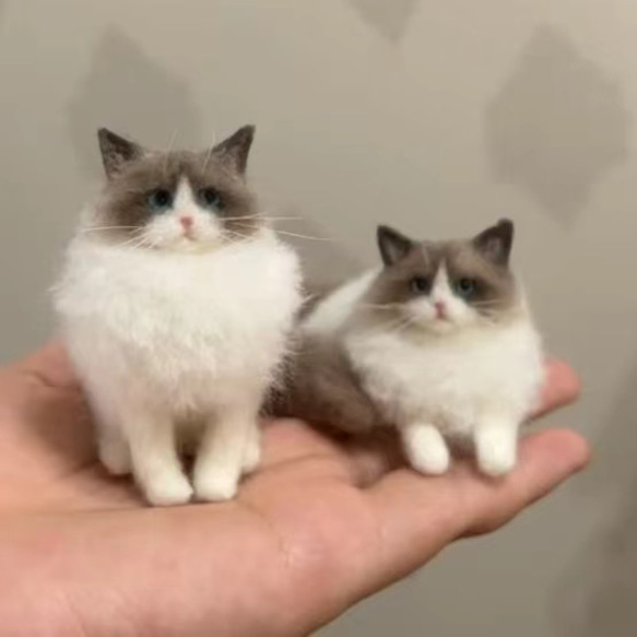 【オーダーメイドペット】羊毛フェルト、うちの子　猫ぬいぐるみ、フェルト猫、羊毛猫、肖像画、犬猫人形 プレゼントやギフトに 100% 模様