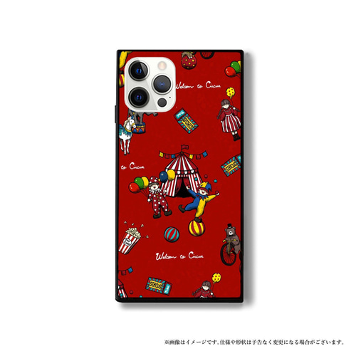 サーカス ピエロ スマホケース 強化ガラス スクエア iPhone