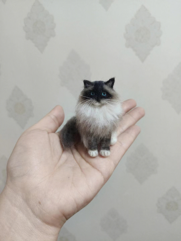 【オーダーメイドペット】羊毛フェルト、うちの子　猫ぬいぐるみ、フェルト猫、羊毛猫、肖像画、犬猫人形 プレゼントやギフトに 100% 模様