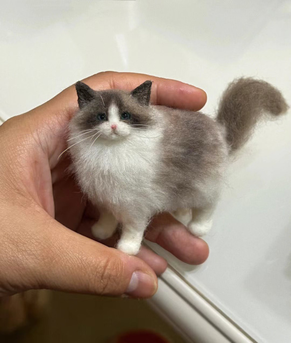 【オーダーメイドペット】羊毛フェルト、うちの子　猫ぬいぐるみ、フェルト猫、羊毛猫、肖像画、犬猫人形 プレゼントやギフトに 100% 模様