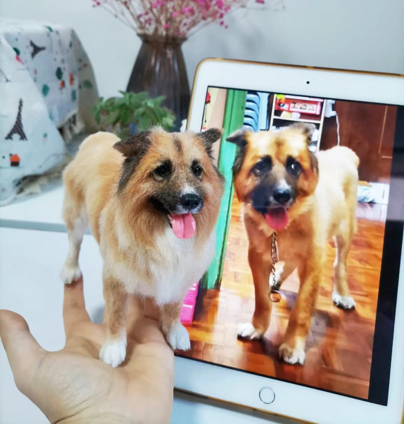 【オーダーメイドペット】羊毛フェルト、うちの子　犬ぬいぐるみ、フェルト犬、羊毛犬、肖像画、犬猫人形 プレゼントやギフトに 100% 模様