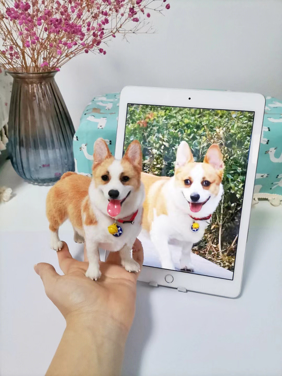 【オーダーメイドペット】羊毛フェルト、うちの子　犬ぬいぐるみ、フェルト犬、羊毛犬、肖像画、犬猫人形 プレゼントやギフトに 100% 模様