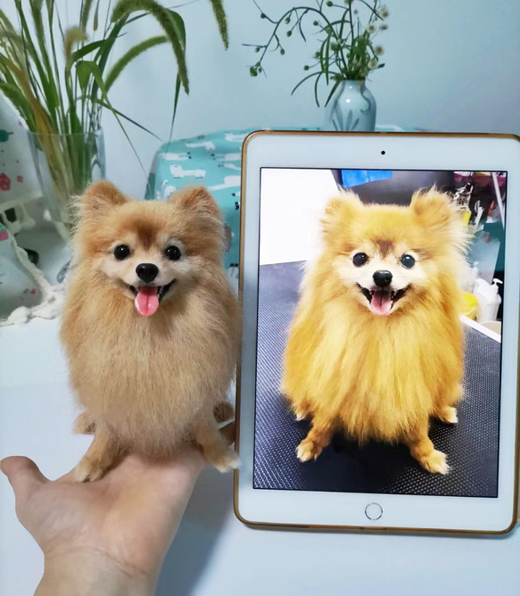 【オーダーメイドペット】羊毛フェルト、うちの子　犬ぬいぐるみ、フェルト犬、羊毛犬、肖像画、犬猫人形 プレゼントやギフトに 100% 模様