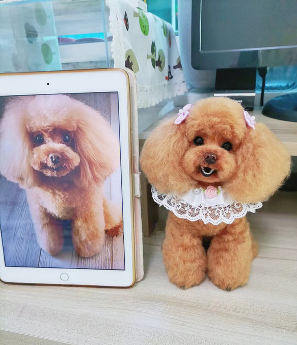 【オーダーメイドペット】羊毛フェルト、うちの子　犬ぬいぐるみ、フェルト犬、羊毛犬、肖像画、犬猫人形 プレゼントやギフトに 100% 模様