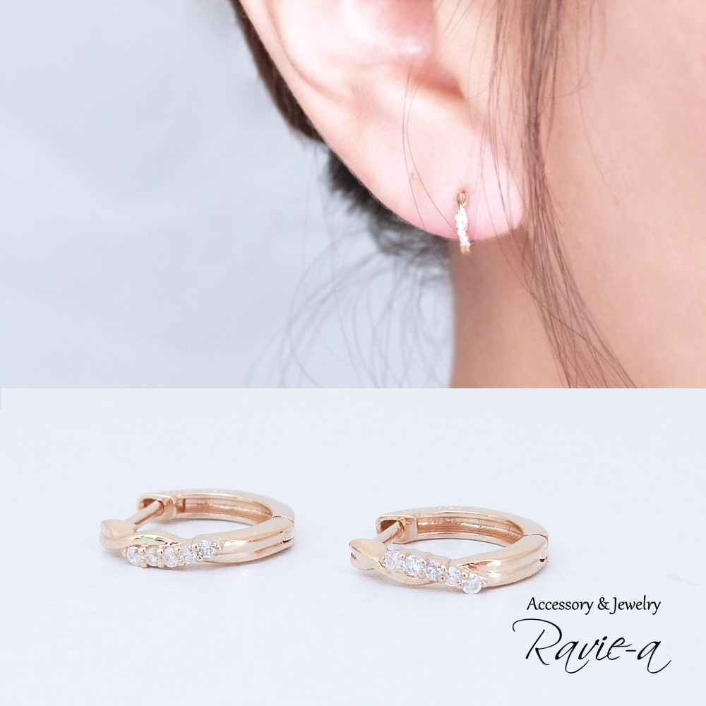 ダイヤモンド 0.01ct スナップ フープ ピアス | K10YG（ピアス