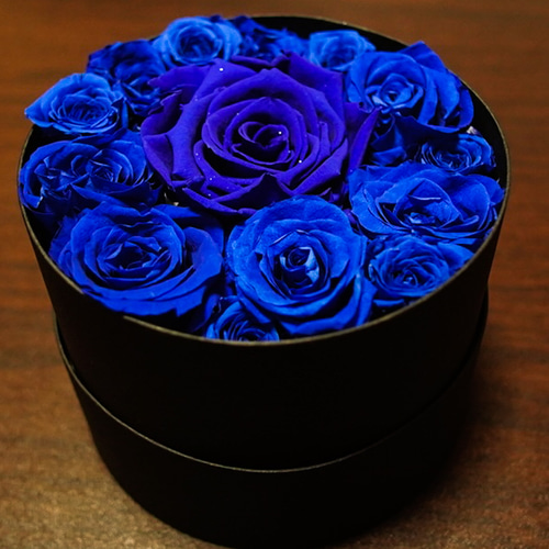 オルゴール　プリザーブドフラワー青いバラブルーローズ　星に願いをフラワーボックス オルゴール プリザーブドフラワー青いバラブルーローズ 星に願いを