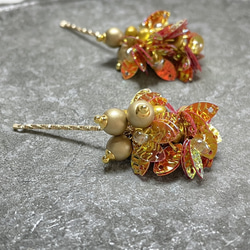 2pcs★charm・frill leaf/mandarin(スパンコールチャーム) 3枚目の画像