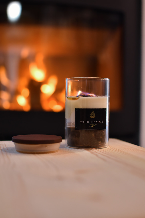 焚き火キャンドル　“wood candle FIRE”  癒しの時間 2枚目の画像
