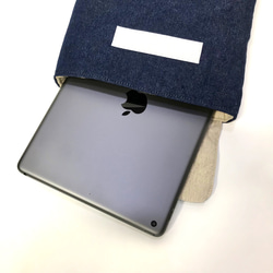 オリジナル刺しゅう　パトカー　タブレットケース　PCケース 3枚目の画像