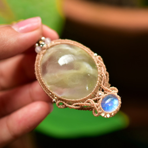 #2116 ♡ピンクスコレサイト&ムーンストーン天然石♡マクラメネックレス 2116 ♡ピンクスコレサイト&ムーンストーン天然石♡マクラメ