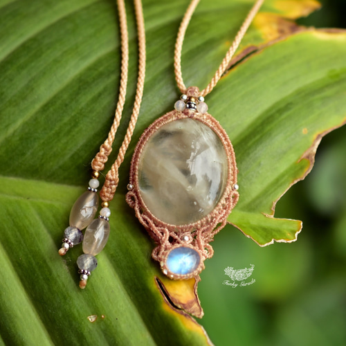 専用☆三日月屋久杉＆レア☆アフガナイト＆ムーンストーンのマクラメ編みネックレス♡ 専用☆三日月屋久杉＆レア☆アフガナイト＆ムーンストーンの