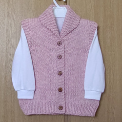 ハンドメイド　手編み　ベスト　レッド　ピンク e1bddf013e89ad24436a1a3db9943f