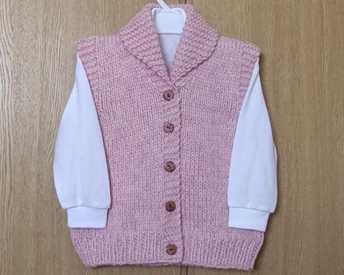 ハンドメイド　手編み　ベスト　レッド　ピンク e1bddf013e89ad24436a1a3db9943f