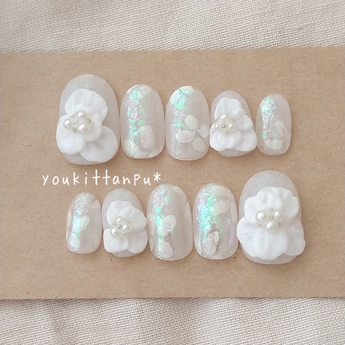 華～白～Ⅱ＊ネイルチップ 付け爪 つけ爪 ウェディング 白無垢 成人式  