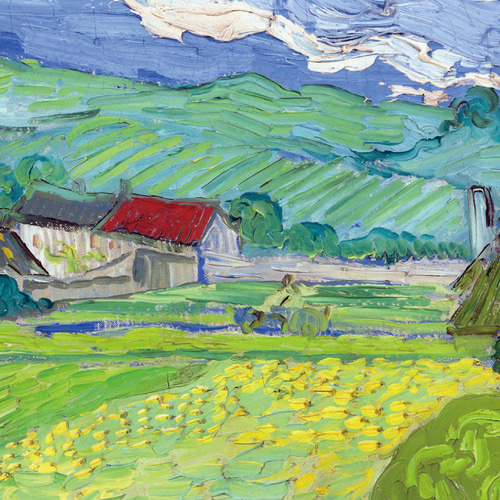 ゴッホ、オーヴェル近郊ヴェセノの眺め、風景画、ポスター、シンプル