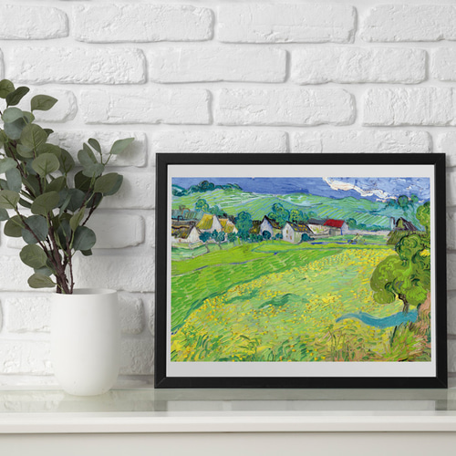 ゴッホ、オーヴェル近郊ヴェセノの眺め、風景画、ポスター、シンプル