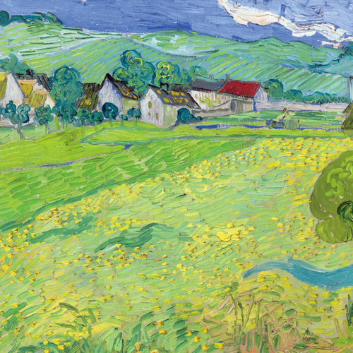 風景絵画 ゴッホ、オーヴェル近郊ヴェセノの眺め、風景画、ポスター、シンプル