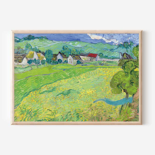 ゴッホ、オーヴェル近郊ヴェセノの眺め、風景画、ポスター、シンプル