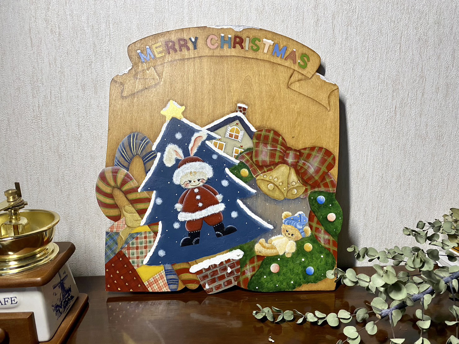トールペイント作品☆クリスマス☆サンタ☆グリーン - メルカリ