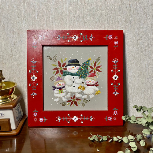 人気が高い トールペイント：クリスマスプレート 雪だるま スノーマン その他