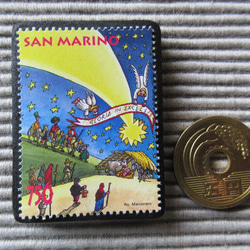 サンマリノ　クリスマス切手ブローチ 8374 3枚目の画像