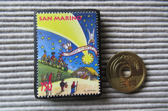 サンマリノ　クリスマス切手ブローチ 8374 3枚目の画像