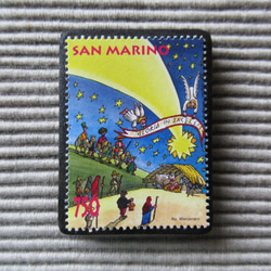 サンマリノ　クリスマス切手ブローチ 8374 1枚目の画像