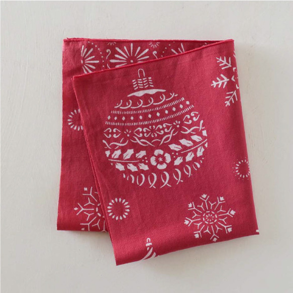 手染手帕～聖誕飾品～（顏色：紅色） 第1張的照片
