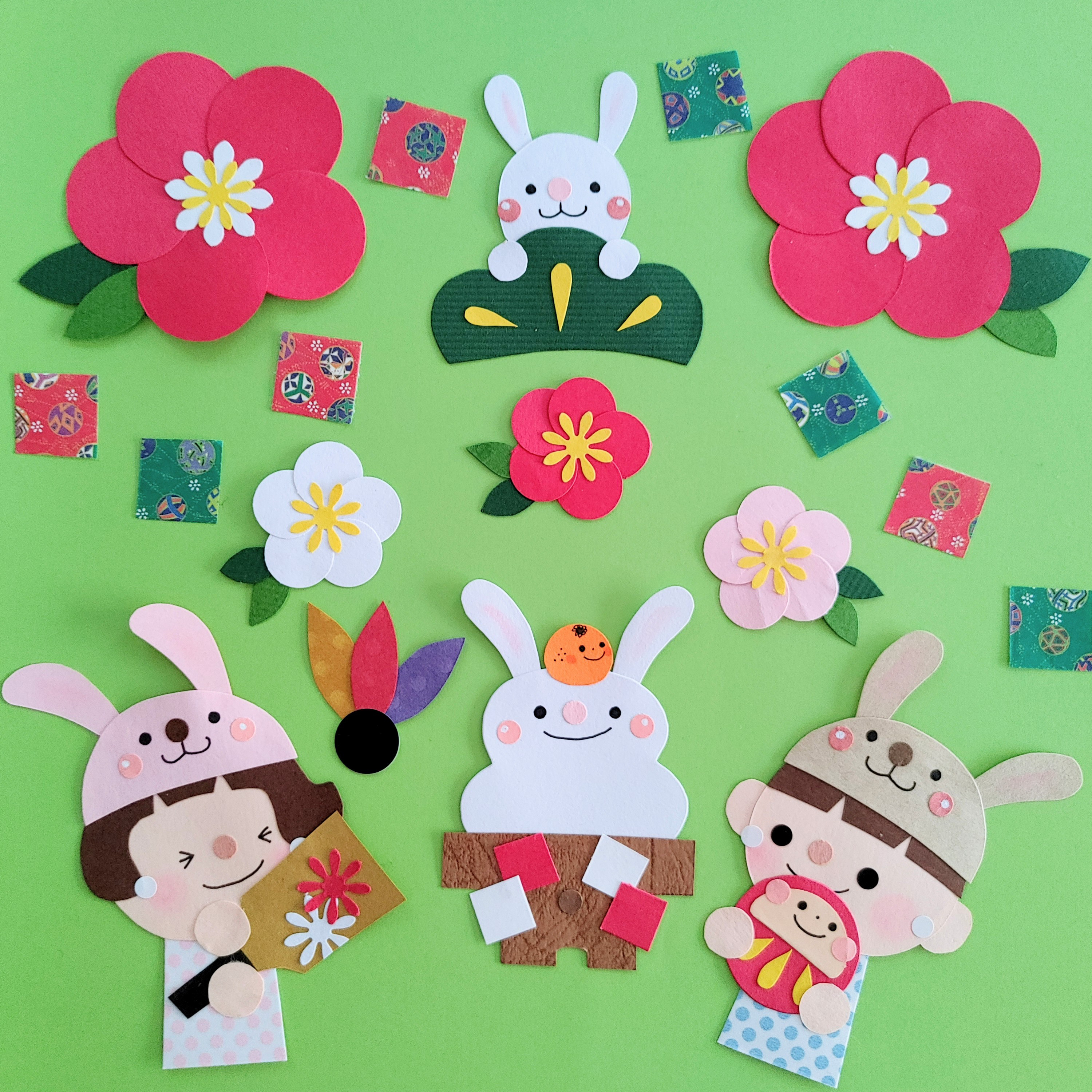 円窓プレート♡着物うさぎちゃん夏アレンジプレート飾り 窓プレート♡着物うさぎちゃん夏アレンジプレート飾り