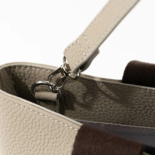 本革 2Way ショルダーバッグ Sサイズ 舟形 グレージュ×ブラウン