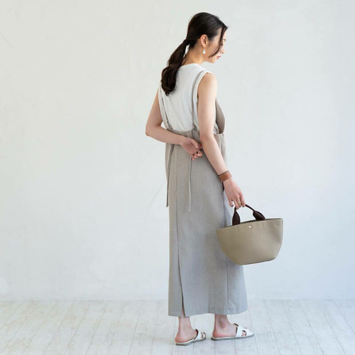 本革 2Way ショルダーバッグ Sサイズ 舟形 グレージュ×ブラウン