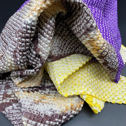 0946アレンジ帯揚5点セット 総絞り　半襟・帯留め・根付・絹帯締め 7枚目の画像