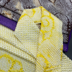 0946アレンジ帯揚5点セット 総絞り　半襟・帯留め・根付・絹帯締め 4枚目の画像