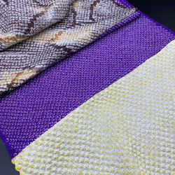 0946アレンジ帯揚5点セット 総絞り　半襟・帯留め・根付・絹帯締め 5枚目の画像