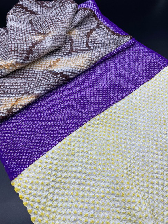 0946アレンジ帯揚5点セット 総絞り　半襟・帯留め・根付・絹帯締め 5枚目の画像