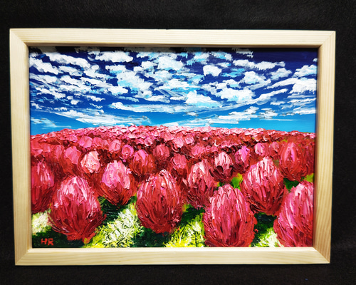 油絵 絵画 【コキアの森】 bcfcb0050e5706a496544cb4695fb1