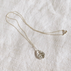 Feijoa small leaf stone necklace [P076SV(ST)] 6枚目の画像