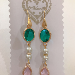 babypinkdrop princess pierce with pearl(K18GF) emeraldgreen 15枚目の画像